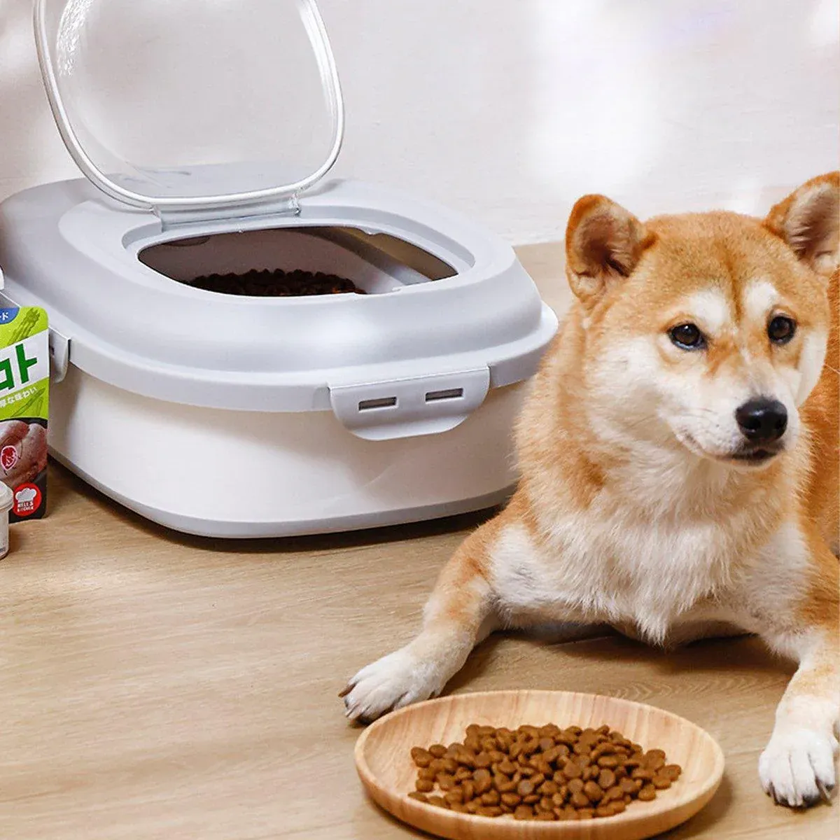 Large Capacity Pet Food Storage Box Foldable Design with Seal Lid - Grey view 12
