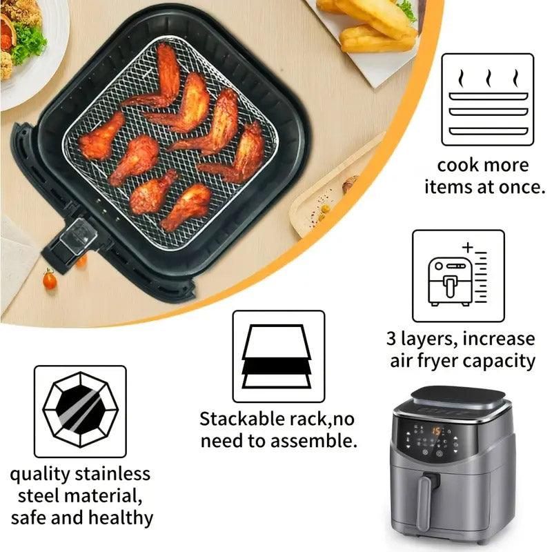 Air Fryer Grill Rack Multi Layer Removable Shelf Mesh Rack for Cooking BBQ view 5