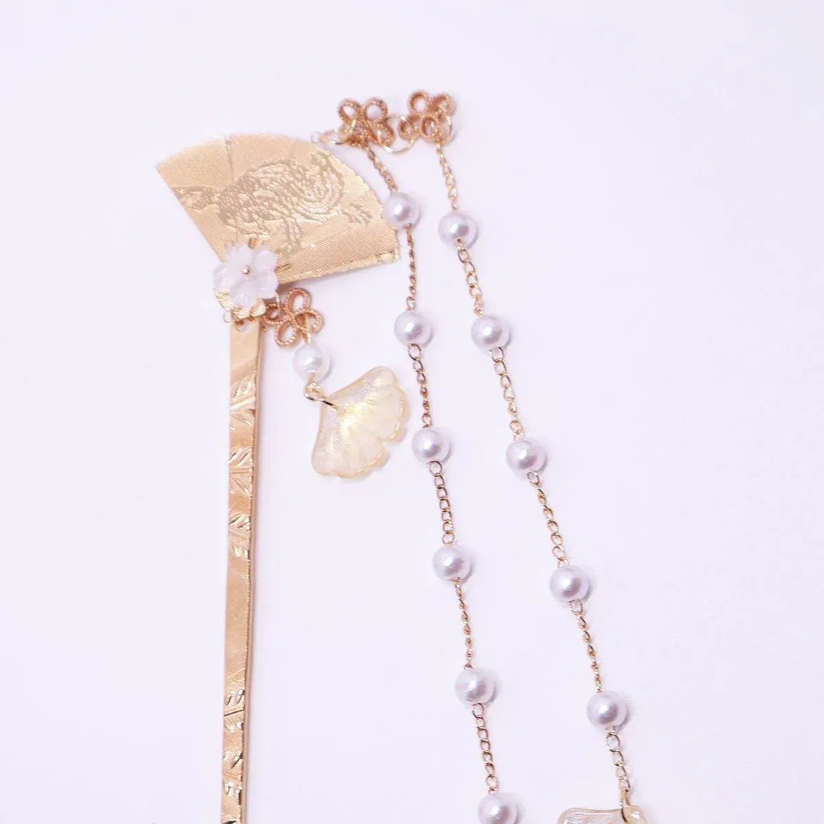 Chinese Style Hanfu Hairpin Folding Fan Fringe Headdress Accessories view 8