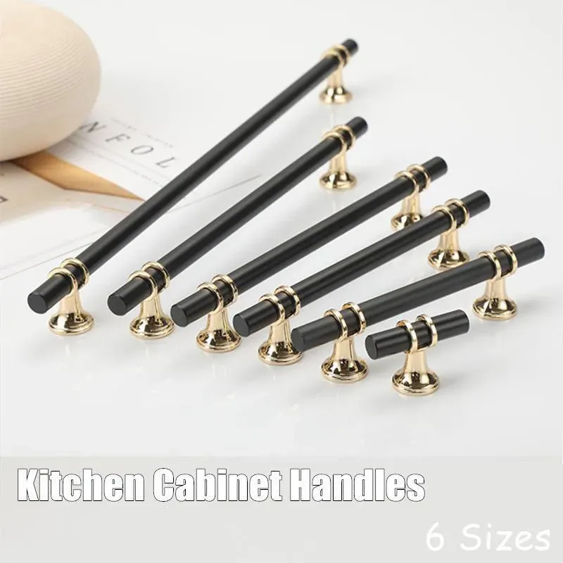 Black Gold Design Kitchen Cabinet Handles Drawer Bar Handle Pull 96 128 160 view 2