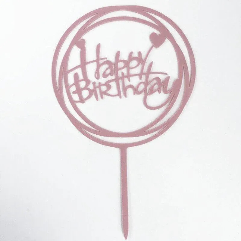 Happy Birthday Acrylic Cake Topper Cake Decoration Golden Silver Party view 7