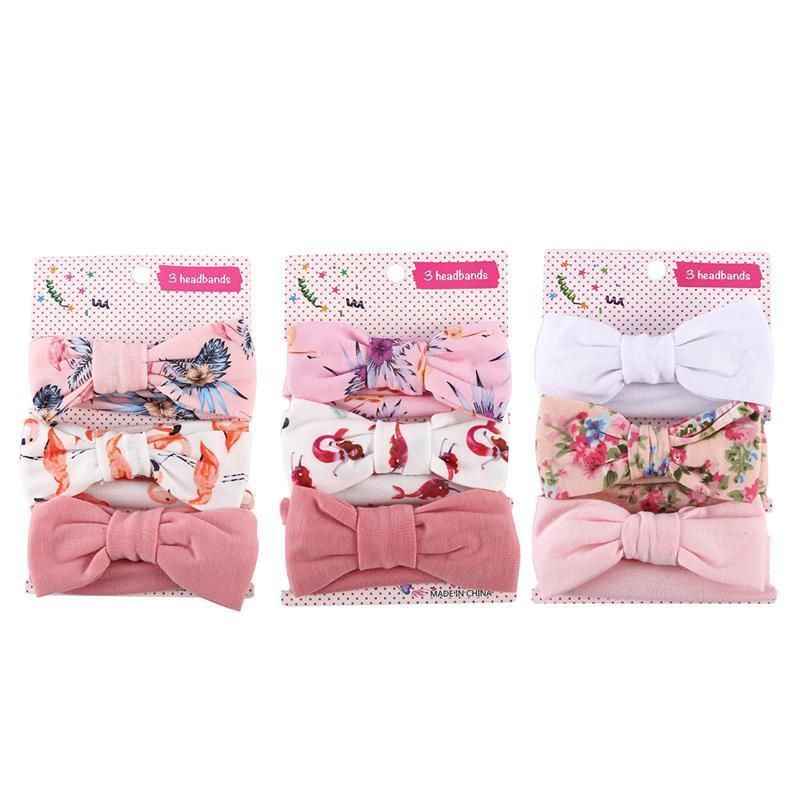 3PCS Soft Headband Wrap Set with Top Knot Single Bow Turban Style Hairbands - #1 view 3
