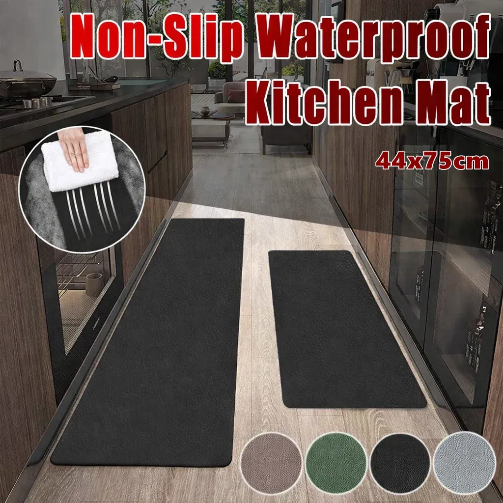 44x75cm Non-Slip Waterproof Kitchen Door Mat Floor Rug Carpet Anti-Oil Easy view 2