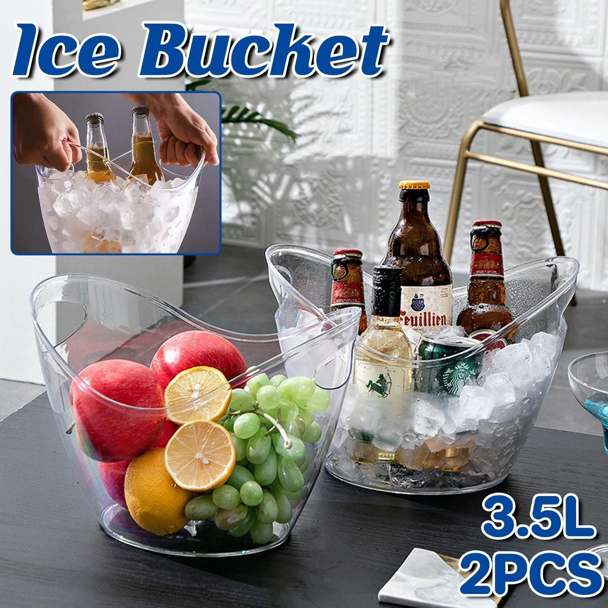 2PCS Transparent 3.5L Ice Bucket Large Capacity Wine Beer Cooler Picnic Basket — image 1