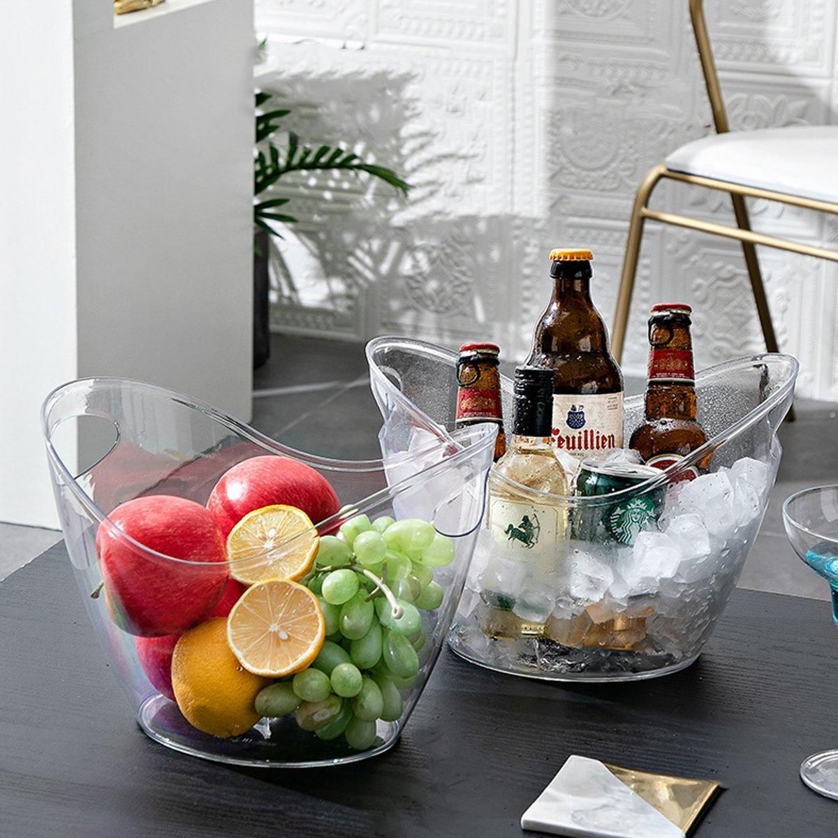 2PCS Transparent 3.5L Ice Bucket Large Capacity Wine Beer Cooler Picnic Basket view 4