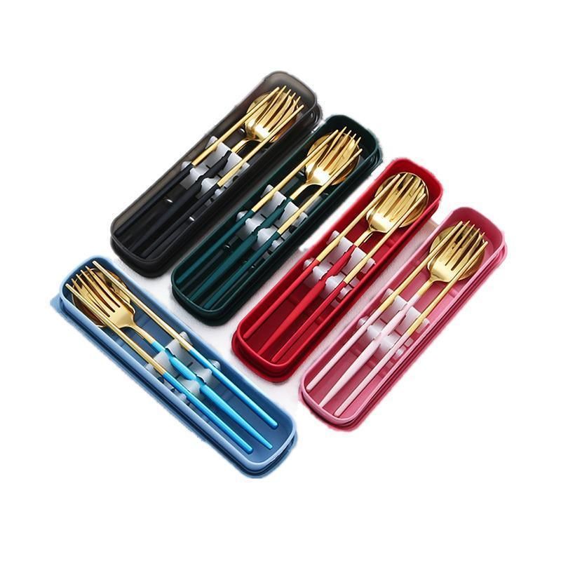 5PC Stainless Steel Portable Cutlery Set - Fork Spoon for Travel & Picnic - Black view 3