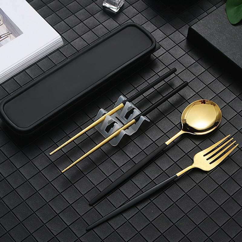 5PC Stainless Steel Portable Cutlery Set - Fork Spoon for Travel & Picnic - Black view 9
