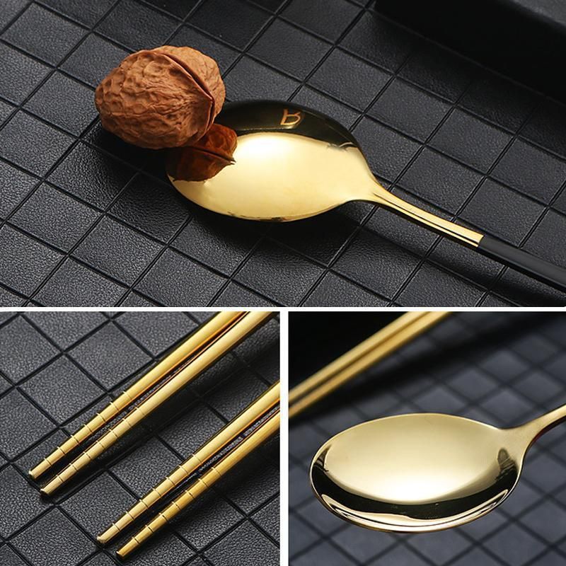 5PC Stainless Steel Portable Cutlery Set - Fork Spoon for Travel & Picnic - Black view 11