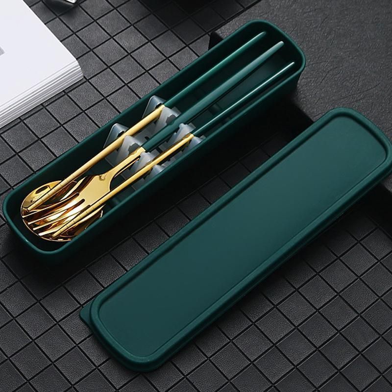 5PC Stainless Steel Portable Cutlery Set - Fork Spoon for Travel & Picnic - Green view 13