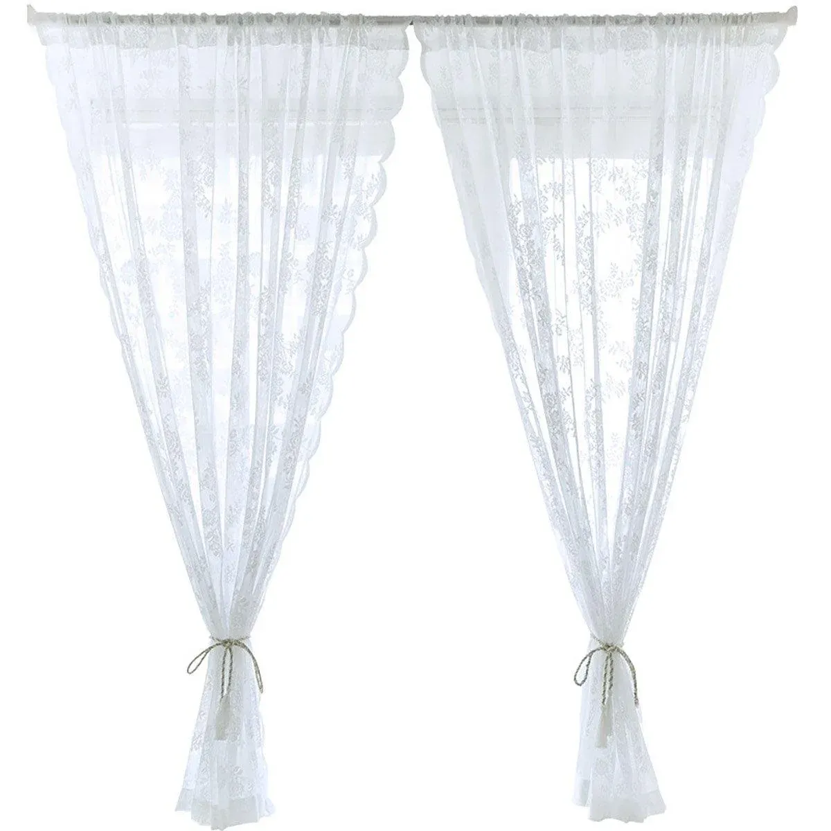 Elegant Lace Curtain Bedroom Window Door Screen Privacy Window Decor - 75*150cm — image 1