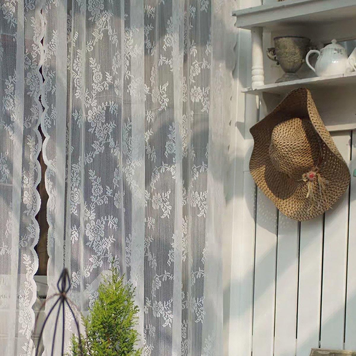 Elegant Lace Curtain Bedroom Window Door Screen Privacy Window Decor - 75*150cm view 13