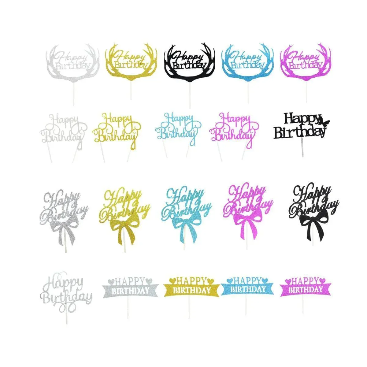 Happy Birthday Cake Topper Colour Printed Acrylic Party Decorations view 3