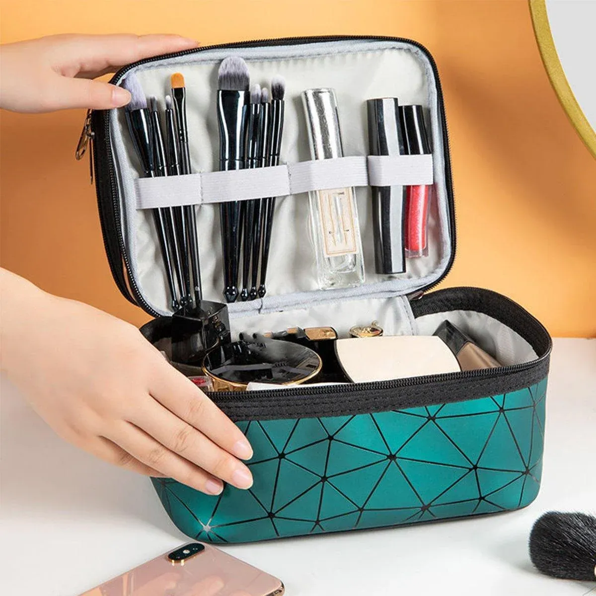Portable Double-Layer Large Capacity Waterproof Cosmetic Bag Travel Toiletry view 10