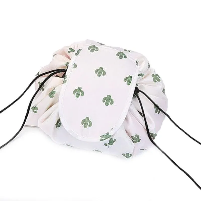 Portable Travel Makeup Bag Drawstring Cosmetic Pouch Lazy Storage Organiser