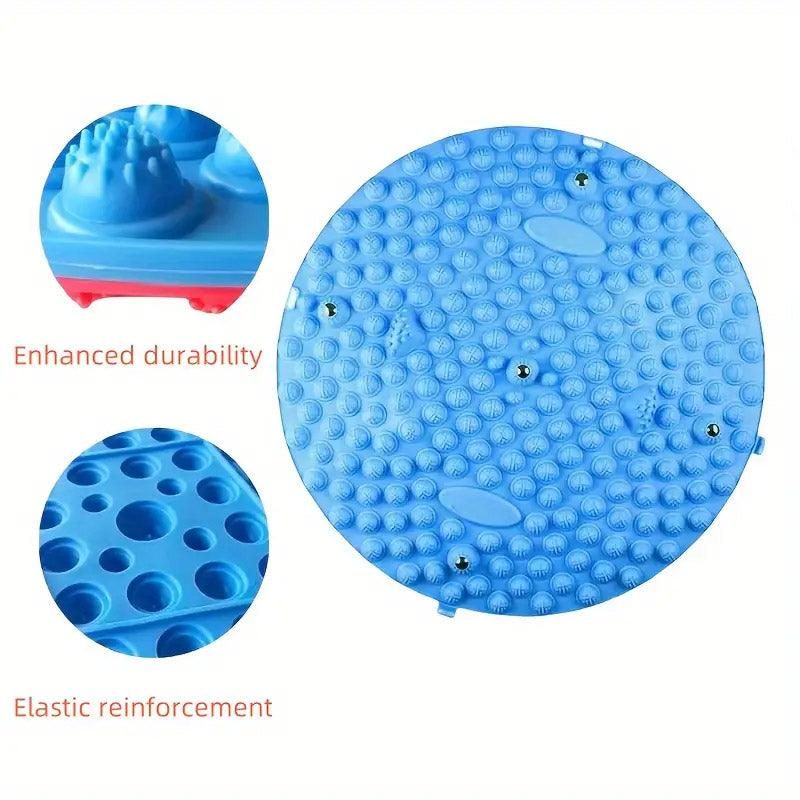 37/55cm Soft Silicone Circular Foot Mat with Textured Surface - Blue-37cm view 8