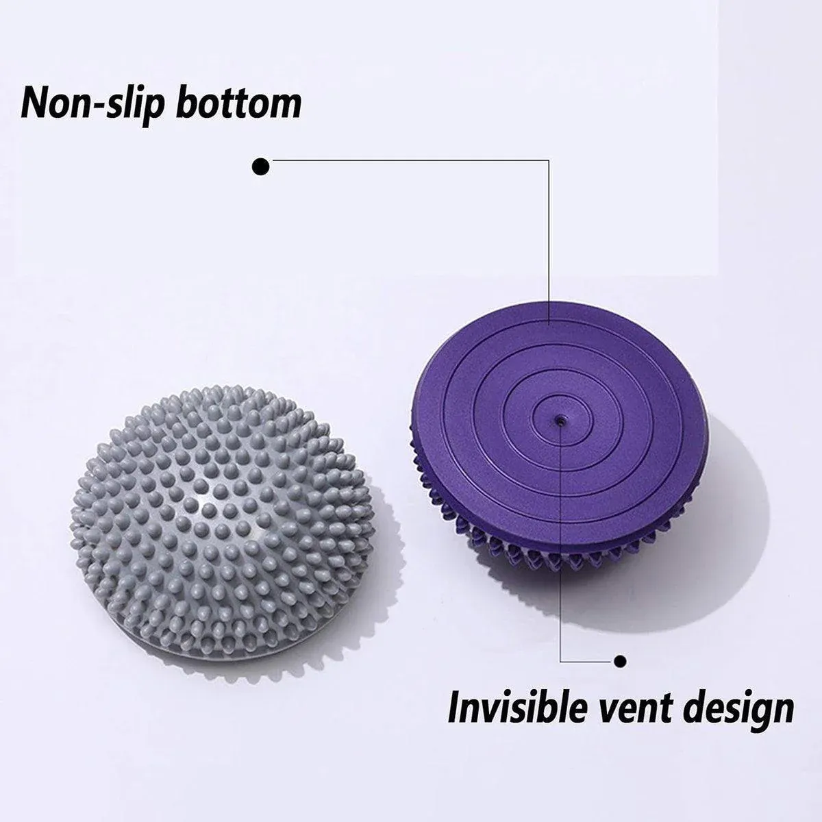 Spiky Massage Ball PVC Half Round Yoga Exercise Foot Hand Cushion - Grey view 6