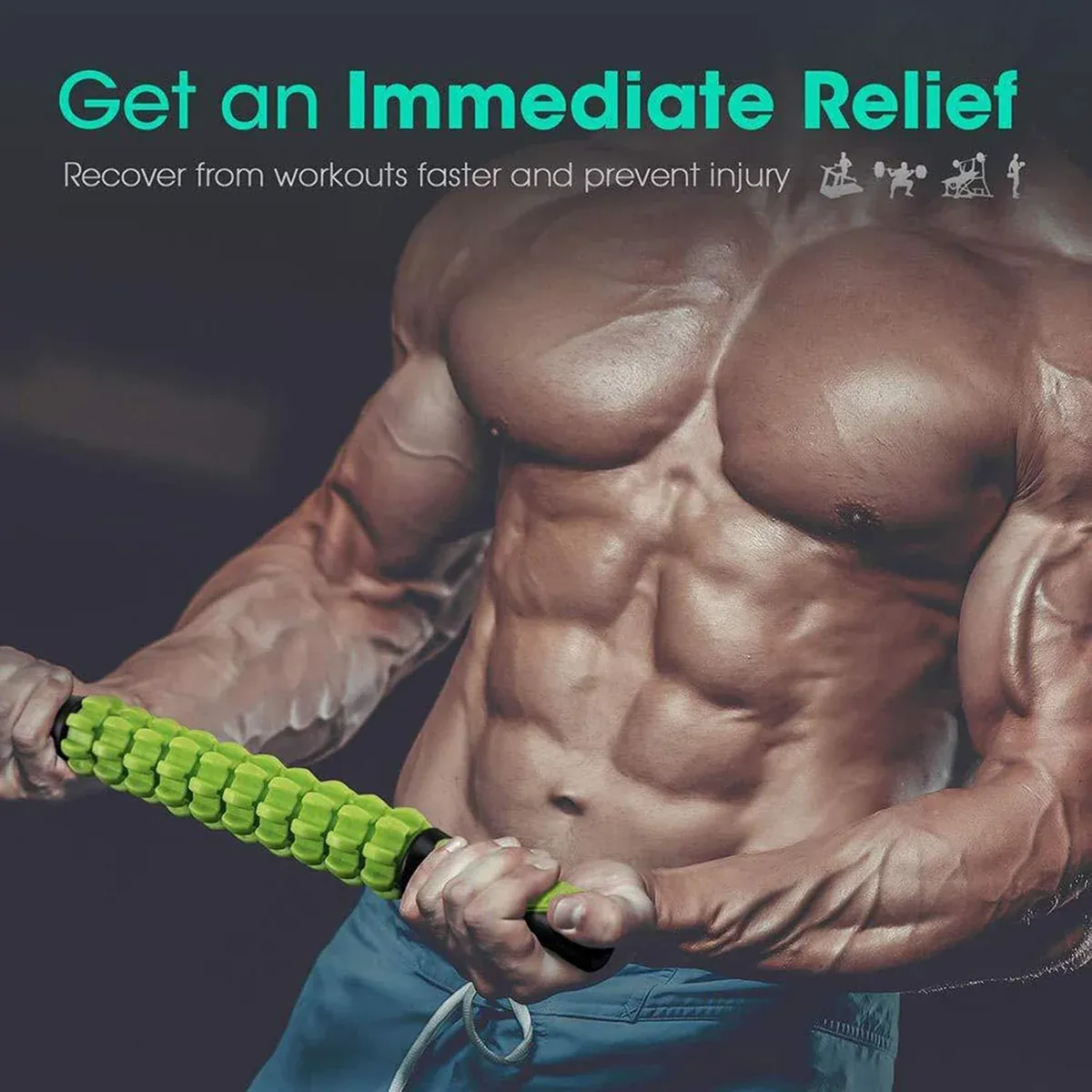 Muscle Roller Stick Full Body Fitness Massage Tool for Home and Gym Use - Black view 10