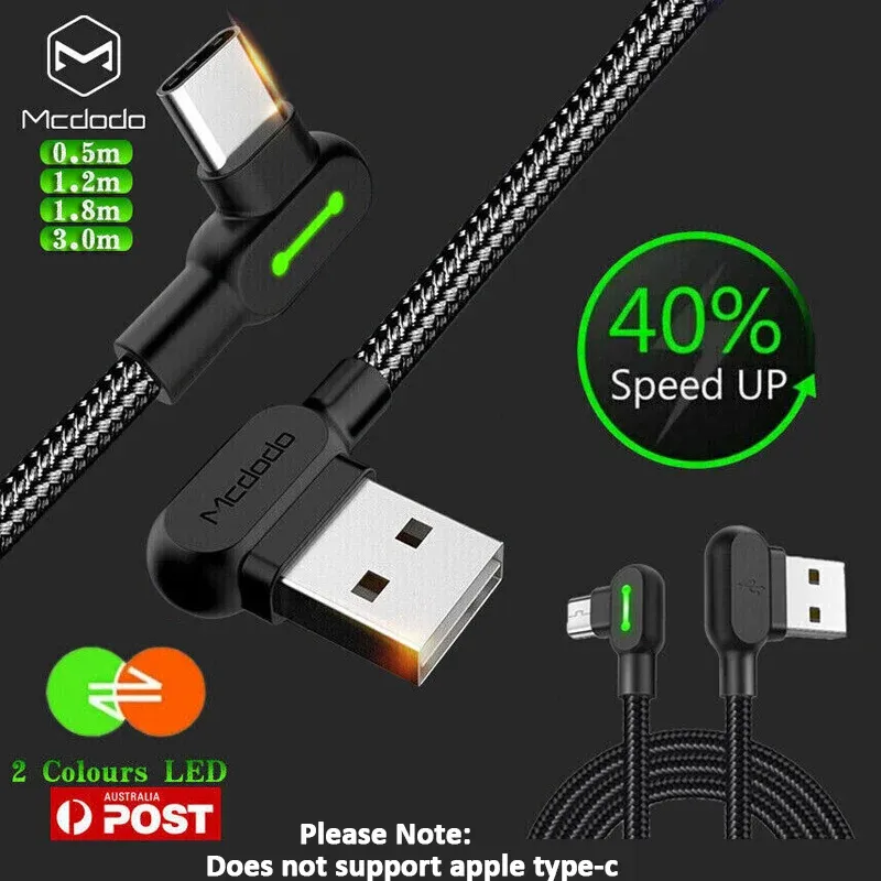 Mcdodo Fast Usb Cable Heavy Duty Charging Syn Charger Type-C 90 Degree Angle view 2