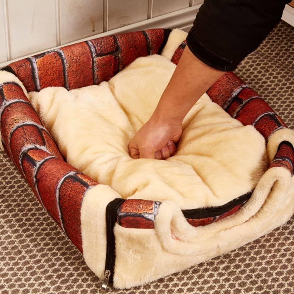 S Size Pet House Kennel Soft Igloo Beds Cave Cat Puppy Bed Warm Cushion Fold view 9
