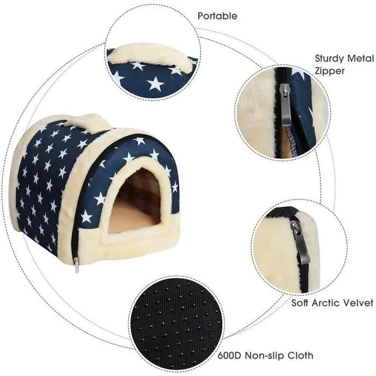 S Size Pet House Kennel Soft Igloo Beds Cave Cat Puppy Bed Warm Cushion Fold view 4