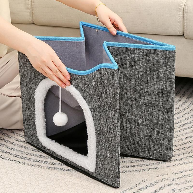 Foldable Pet Cat Calming Bed Hideaway Interactive House Nest Scratching Board view 8