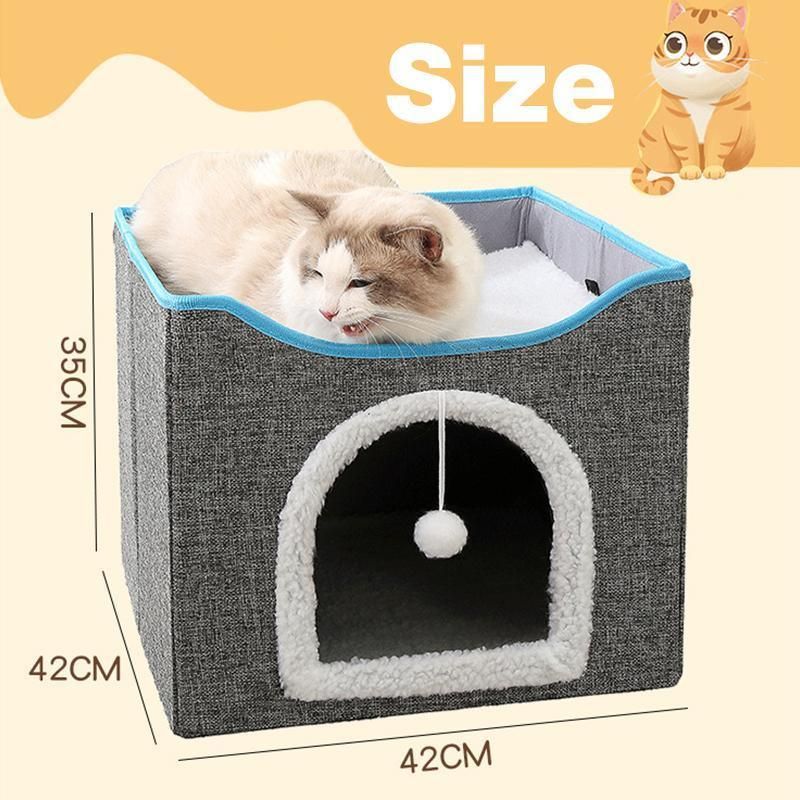 Foldable Pet Cat Calming Bed Hideaway Interactive House Nest Scratching Board view 9
