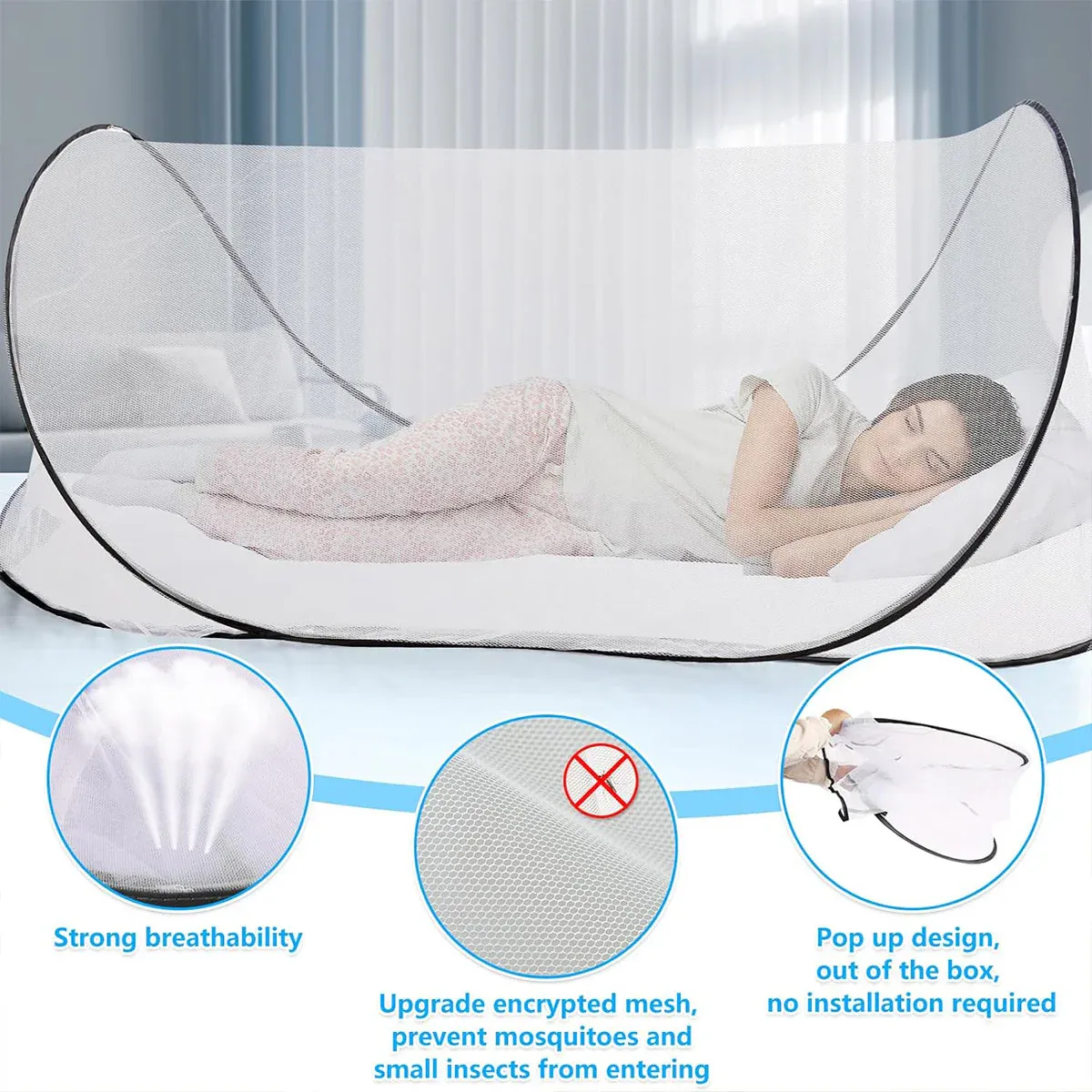 Portable Foldable Mosquito Net Pop-Up Travel Tent for Indoor Outdoor Use view 7