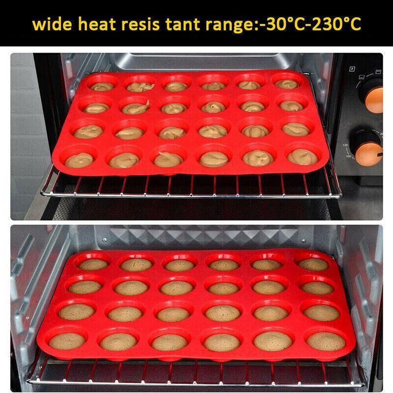 24 Cavity Pan Tray Silicone Mini Cupcake Cookie Baking Mold Au - Orange view 7