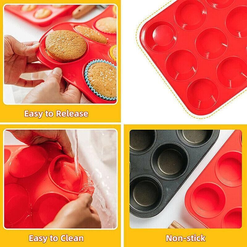24 Cavity Pan Tray Silicone Mini Cupcake Cookie Baking Mold Au - Orange view 9