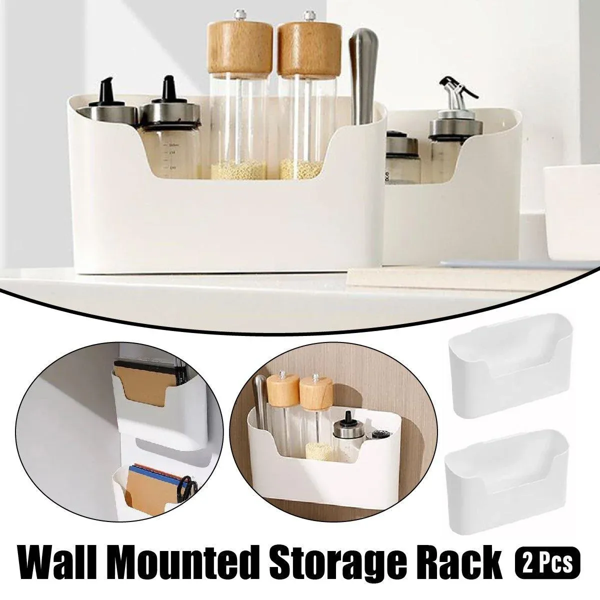 2PCS Wall Mounted Storage Rack Kitchen Bathroom Cabinet Door Sundries Holder view 14