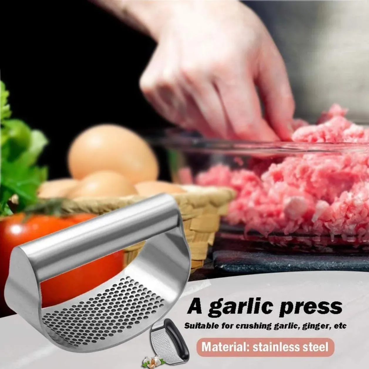 Stainless Steel Garlic Masher Press Crusher Squeezer Masher Kitchen Gadget view 2