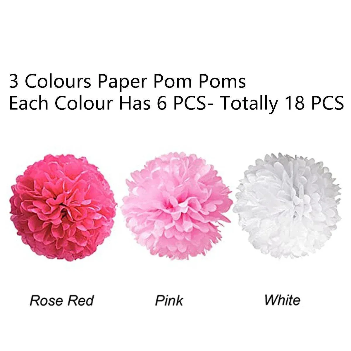 18PCS Pink Spiral Hanging Paper Flower Balls Birthday Party Decoration view 7
