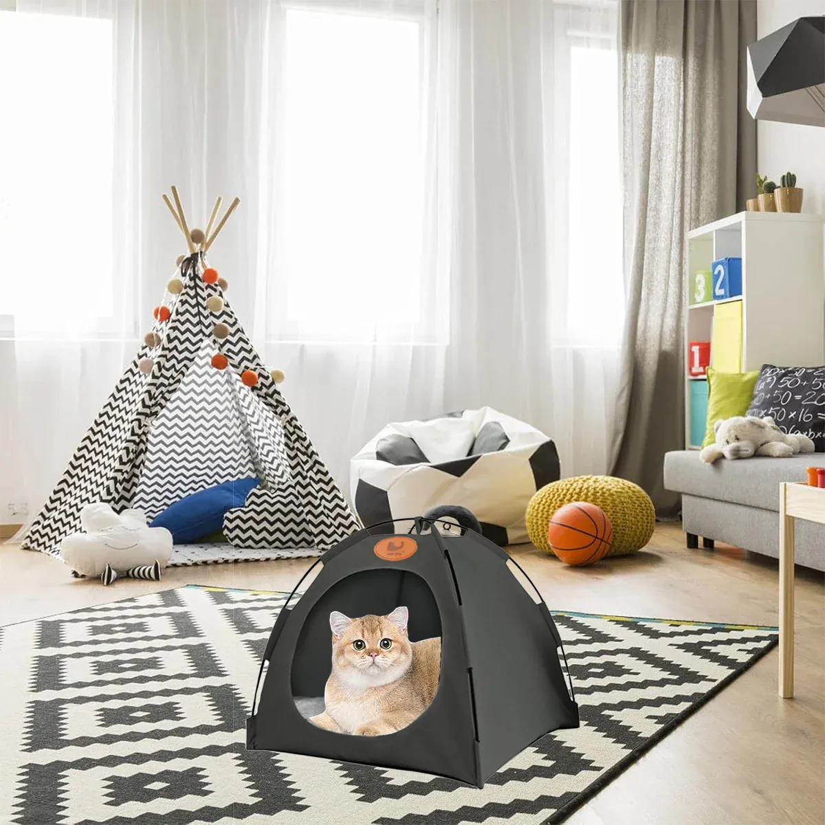 Folding Camping Pet Tent for Cats Puppy Bed Indoor Cat Nest Dog Cave Style view 11