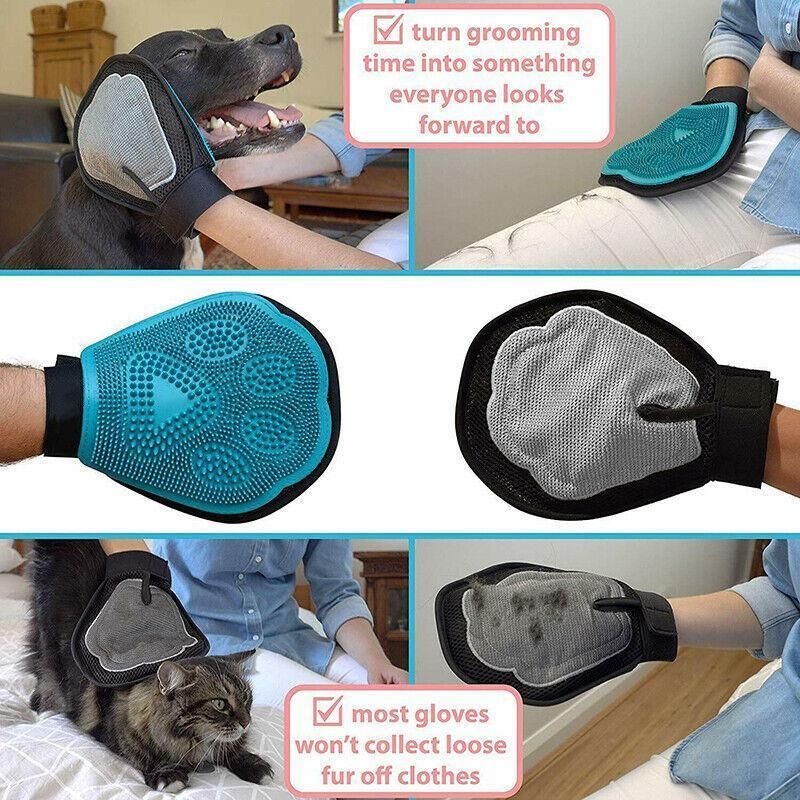 2 in 1 Pet Grooming Glove Deshedding Mitt for Cats and Dogs Hair Removal view 5