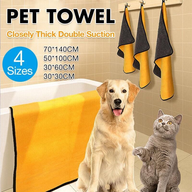 Pet Drying Towel Ultra-Absorbent Water Dog Cat Bath Microfiber Clean Soft view 2