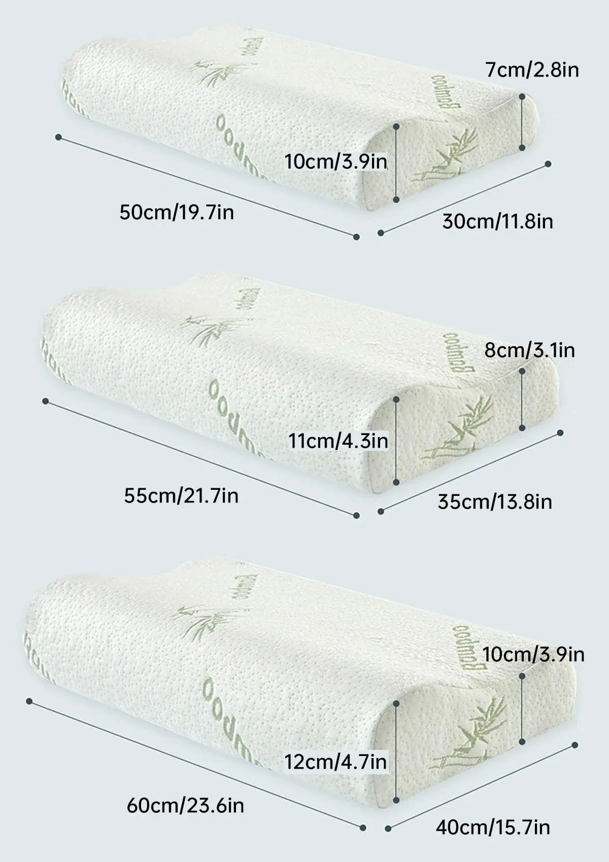 1/2PCS Memory Foam Neck Pillow Wavy Contour Slow Rebound Pillow - 50x30x10cm-2pcs view 3