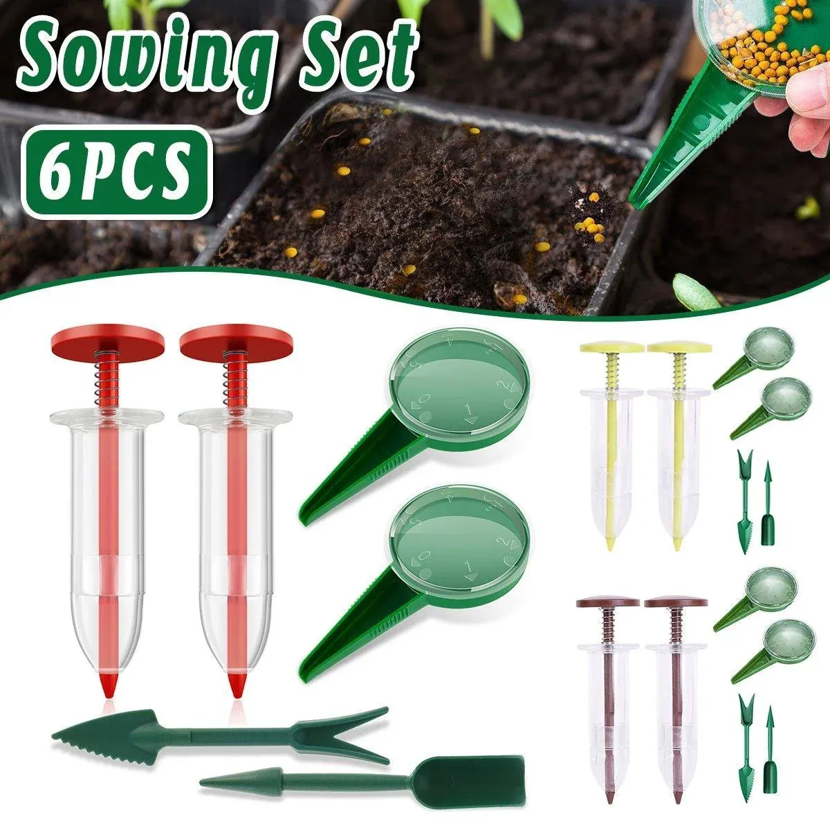 6PCS Garden Seeder Set Mini Seed Planting Tools Manual Seeder for Gardening view 2
