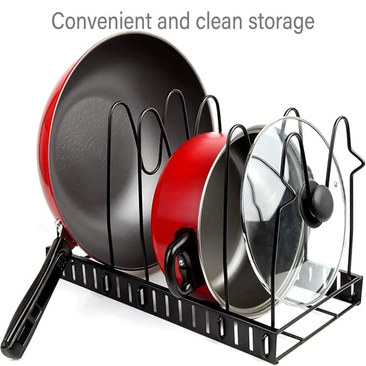 Multi-Layer Vertical Pot Lid Storage Rack Folding Kitchen Countertop Organizer view 6