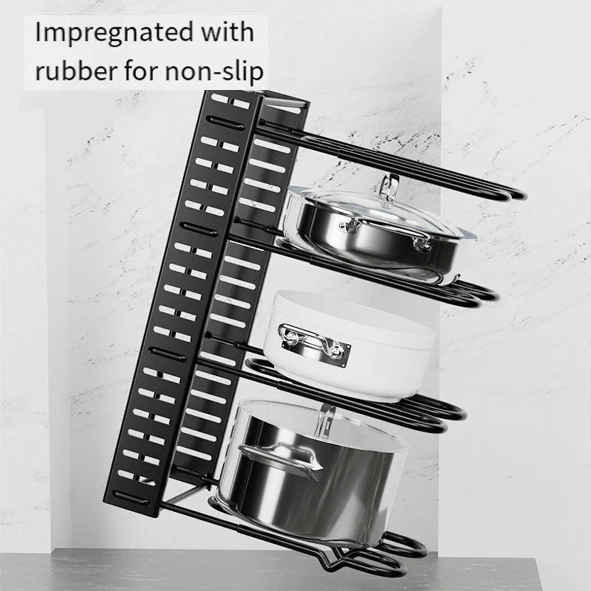 Multi-Layer Vertical Pot Lid Storage Rack Folding Kitchen Countertop Organizer view 11