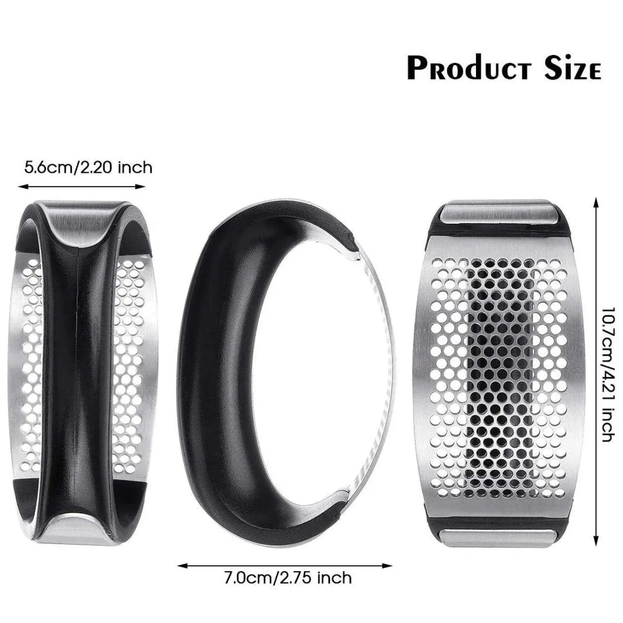 Stainless Steel Garlic Masher Press Crusher Squeezer Masher Kitchen Gadget - Black view 3