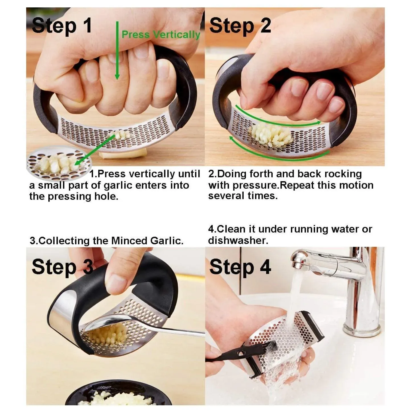 Stainless Steel Garlic Masher Press Crusher Squeezer Masher Kitchen Gadget - Black view 6