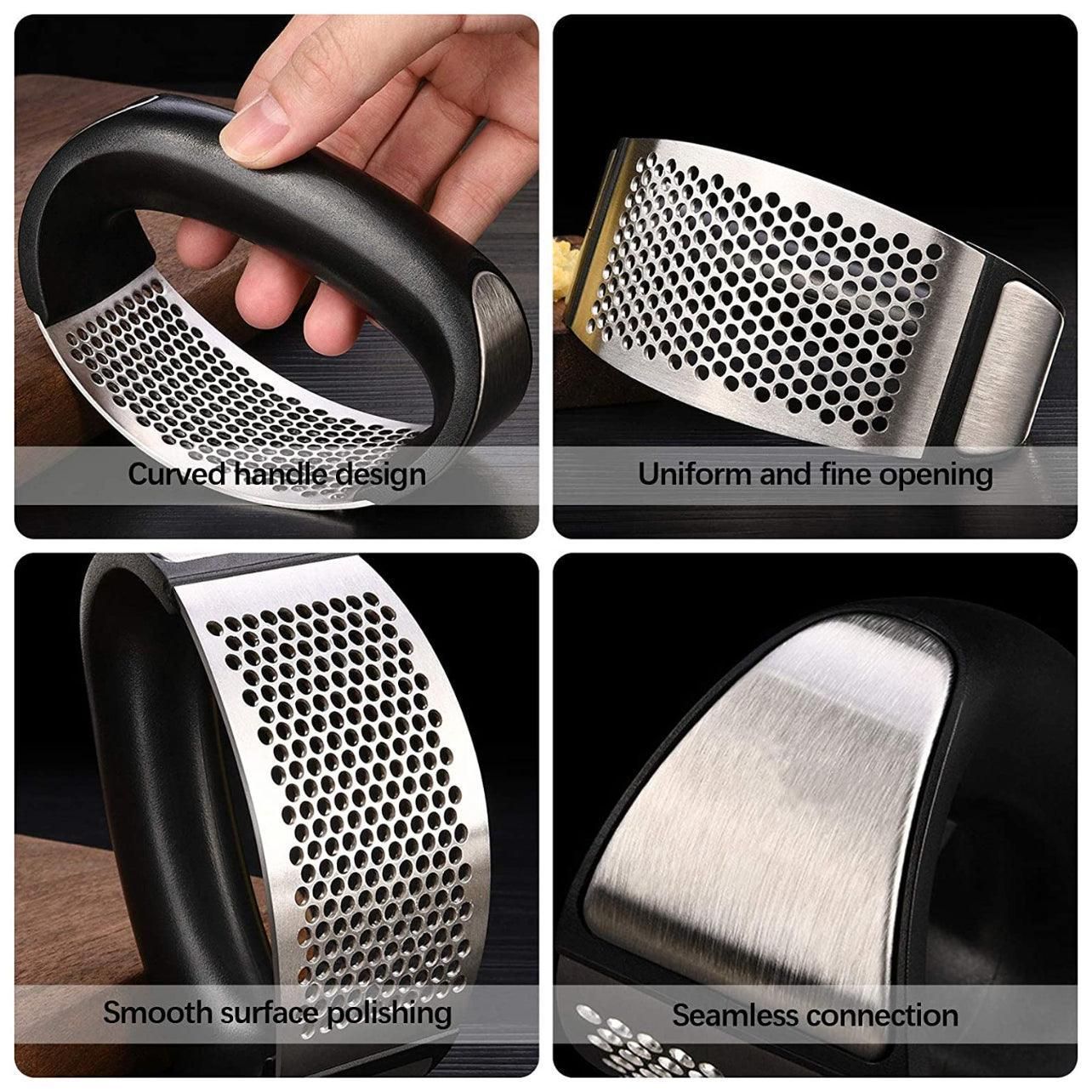 Stainless Steel Garlic Masher Press Crusher Squeezer Masher Kitchen Gadget - Black view 8
