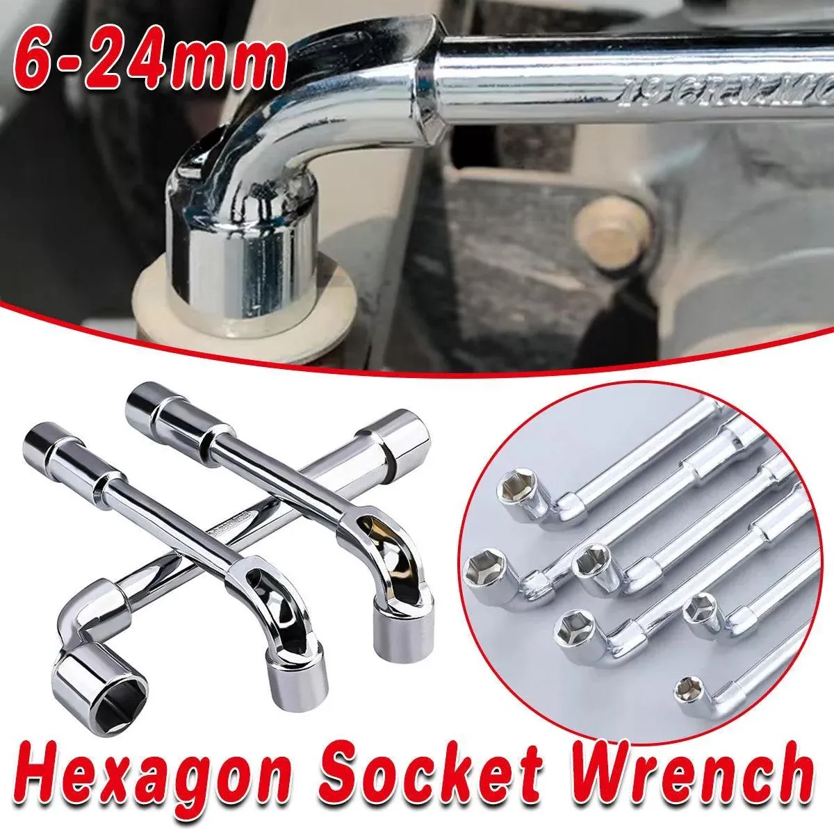 6-23mm L Shaped Socket Wrench Elbow Multi Size Hardware Repair Tool Set - 21mm view 2