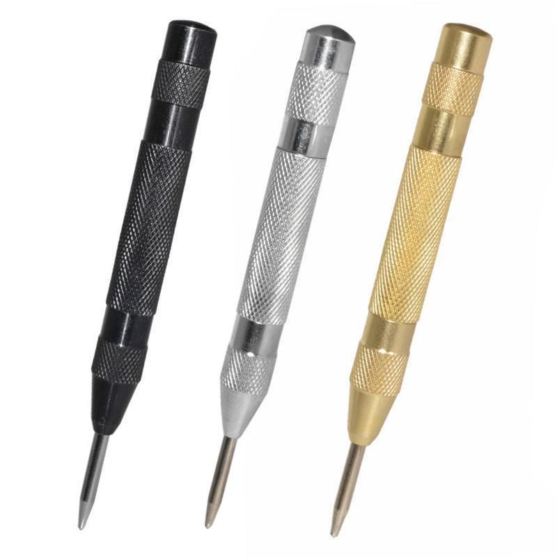 130mm Spring Loaded Centre Punch Automatic Brass Marking Tool Heavy Duty - Silver view 3