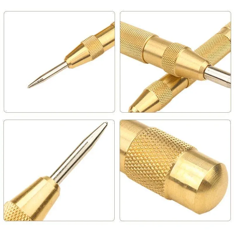 130mm Spring Loaded Centre Punch Automatic Brass Marking Tool Heavy Duty - Silver view 5