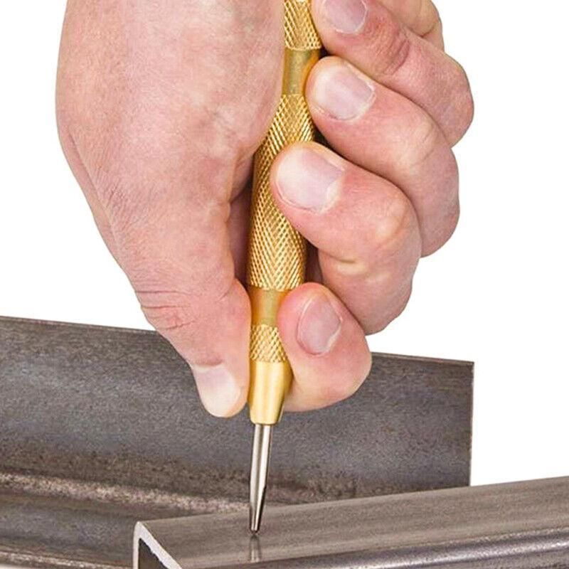 130mm Spring Loaded Centre Punch Automatic Brass Marking Tool Heavy Duty - Silver view 7