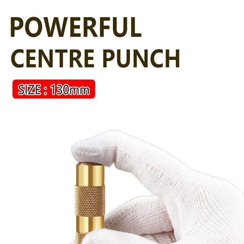 130mm Spring Loaded Centre Punch Automatic Brass Marking Tool Heavy Duty - Silver view 11