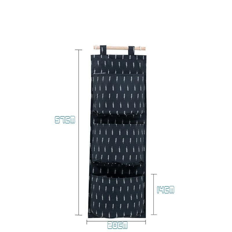 3 Pocket Hanging Storage Bag with Wooden Rod for Wall or Door Organisation view 4