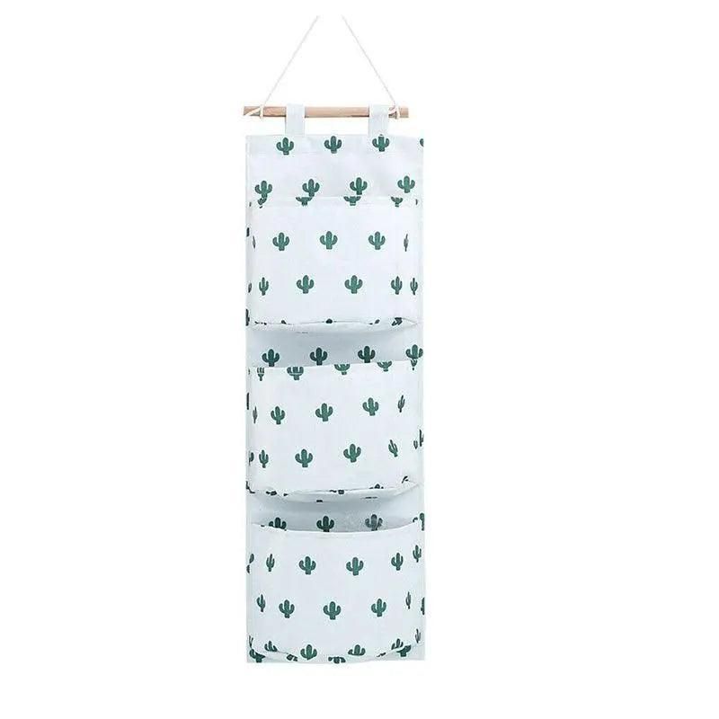 3 Pocket Hanging Storage Bag with Wooden Rod for Wall or Door Organisation view 11