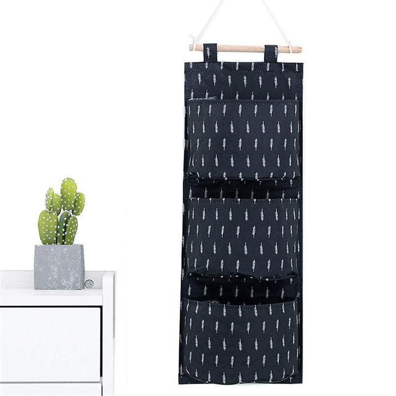 3 Pocket Hanging Storage Bag with Wooden Rod for Wall or Door Organisation view 15